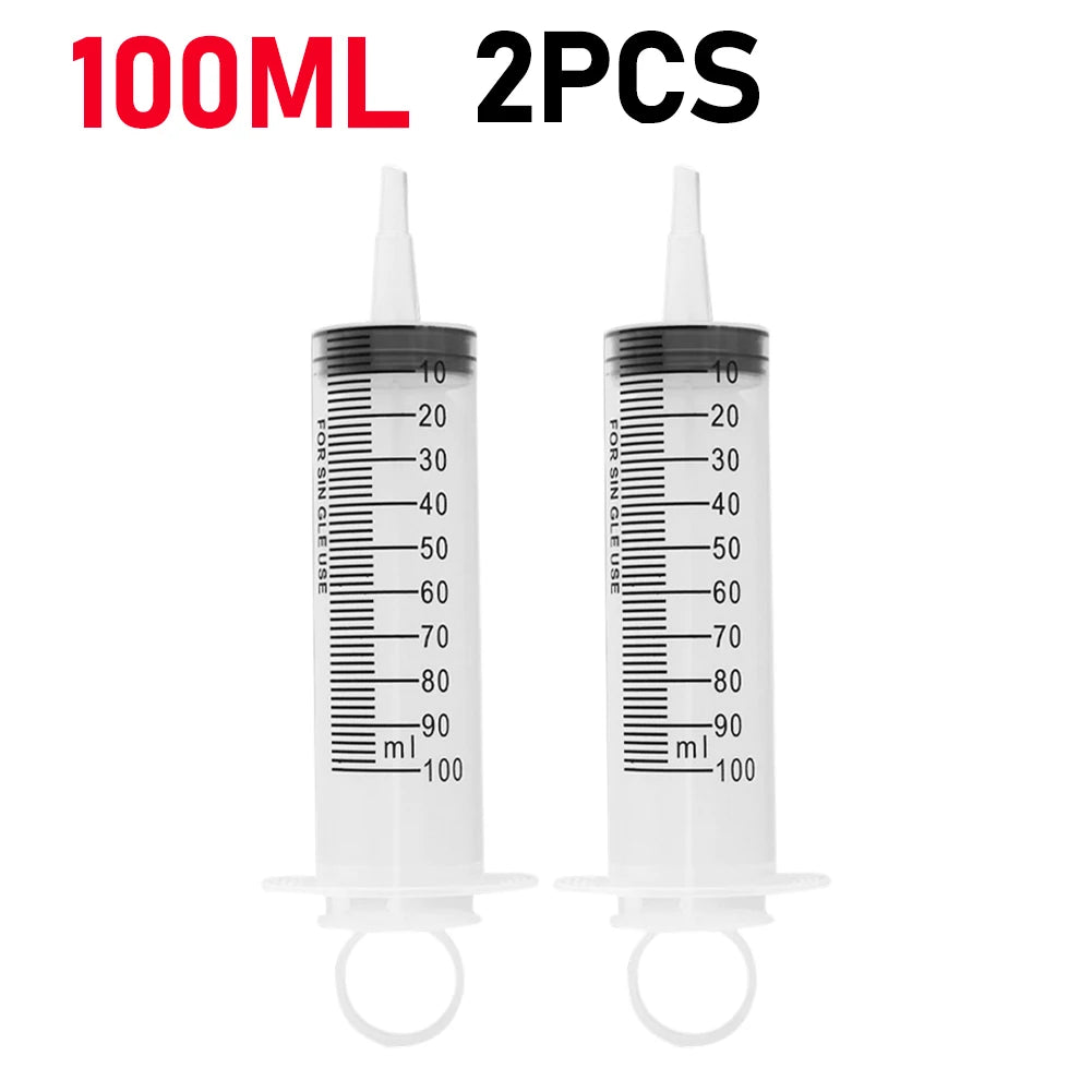 Plastic Measuring Syringe - 20ml, 60ml, and 100ml Needle-Free Liquid, Nutrient, Oil, and Pet Feeding Tool