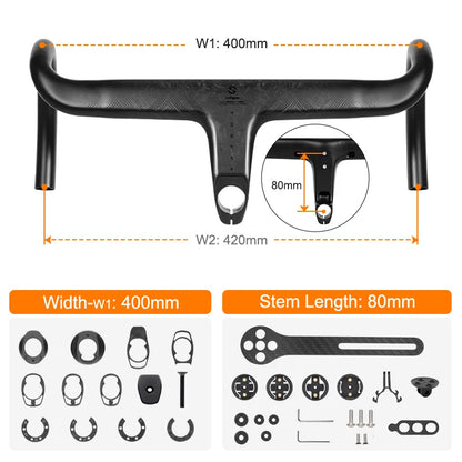 TOSEEK T700 Carbon Road Bike Handlebar - Integrated Di2 Carbon Fiber Drop Bar Bicycle Accessory