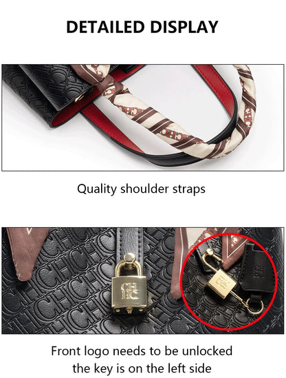 CH Fashion Women’s Shoulder Bag – Large Capacity Casual PU Leather Handbag with Embossed Letters