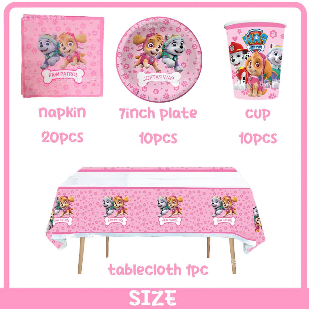 PAW Patrol Skye Pink Birthday Party Decorations Set – Foil Balloon Backdrop, Disposable Tableware & Baby Shower Supplies for Girls Kids Gifts