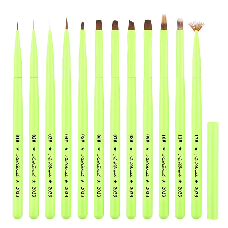 Green Nail Art Brush - Gel Polish, Acrylic, UV Extension & Nail Painting Detail Brush