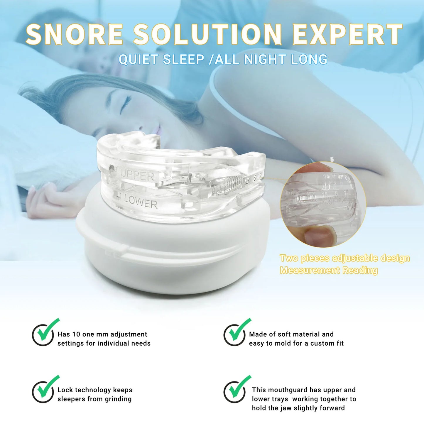 Silicone Anti-Snore Mouthpiece – Mouth Guard for Snoring, Bruxism, Sleep Apnea, and Teeth Protection