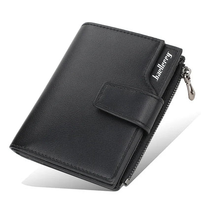 Women’s PU Leather Wallet — Short Hasp Coin & Card Holder, Small Money Bag Clutch in Blue & Red