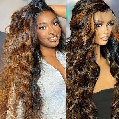 1B30 Highlight Blonde Body Wave Wig – 13x4 HD Lace Frontal, Pre-Plucked Brazilian Human Hair, 200% Density