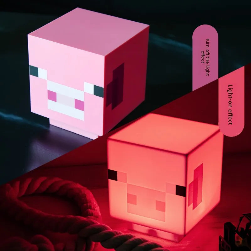 MC Game LED Creeper Night Lamp – Creative Block Button Light for Bedroom, Desk, and Bedside Decoration