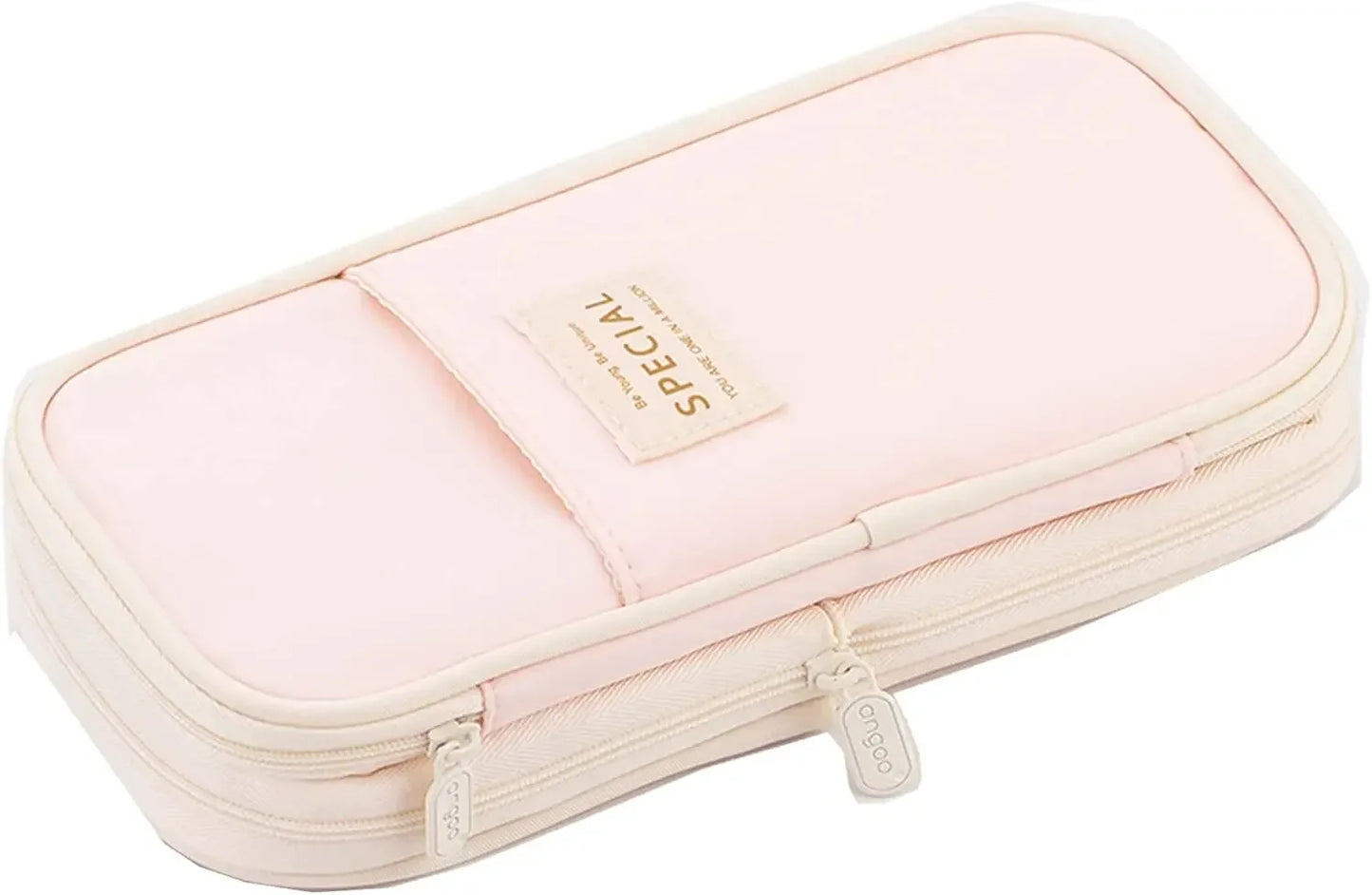 Cute Macaron Canvas Pencil Case - Large Capacity Double-Layer Kawaii School Stationery Pouch for Girls & Kids