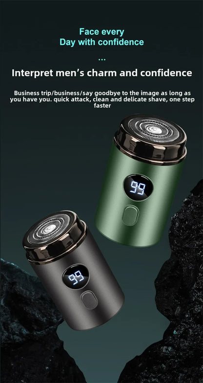 Men’s Electric Mini Shaver | Rechargeable Type-C LED Display Wet & Dry Razor for Home & Travel