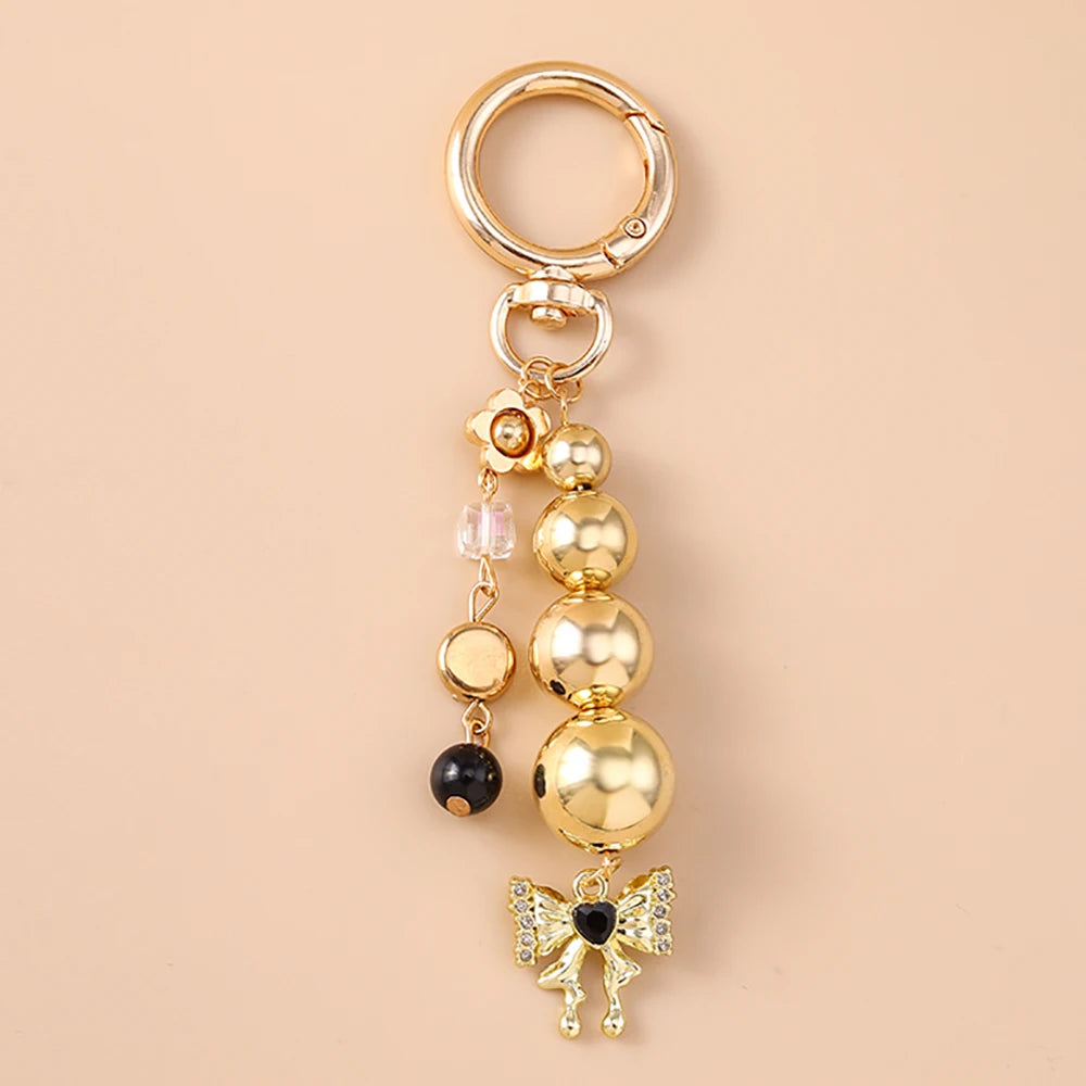 Cute Bowknot Heart Keychain - Crystal Pearl Pendant Charm for Women, Girls & Handbag Decoration