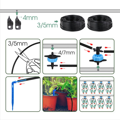 MUCIAKIE 4/2-Way Drip Irrigation System Kit – 100–10M 8L Watering Dripper Sprinkler for Potted Plants & Garden Use