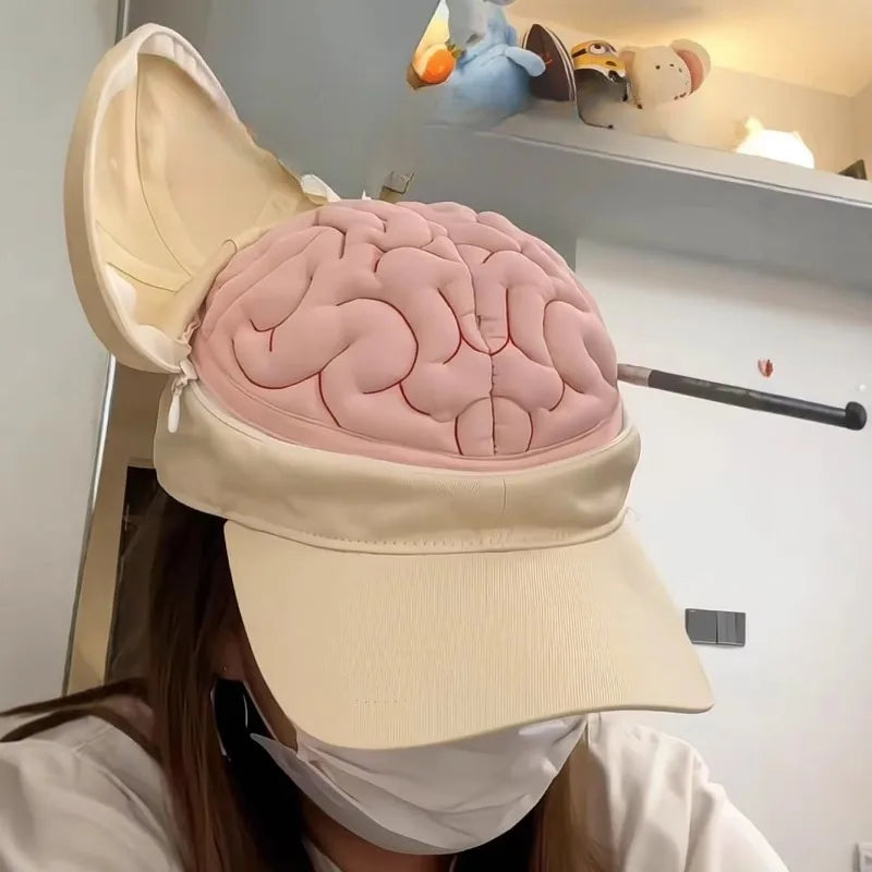 Brain-Shaped Baseball Cap - Creative Open-Close Design Fashion Hat for Men and Women