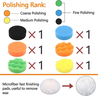 41PCS 3-Inch Car Headlight Restoration Kit – Sanding Discs, Backing Pad, Wool Buffing & Polishing Sponge Pads for Scratch Removal