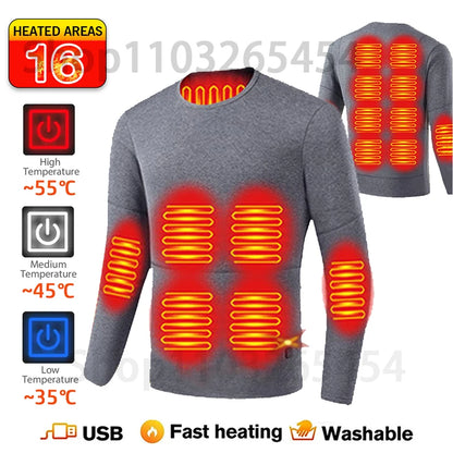 52-Zone USB Heated Winter Underwear for Men & Women – Thermal Electric Heating Jacket and Winter Clothing Accessories