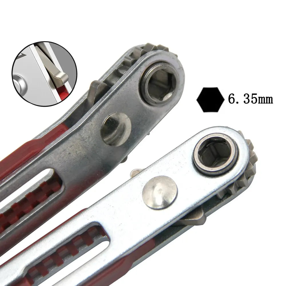 Multifunctional Ratchet Screwdriver: Bidirectional, Forward & Reverse Elbow Design - Includes Flat Head, Cross, and Slotted Tools