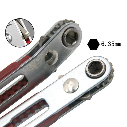 Multifunctional Ratchet Screwdriver: Bidirectional, Forward & Reverse Elbow Design - Includes Flat Head, Cross, and Slotted Tools