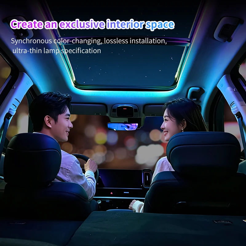 2026 Universal Car Sunroof LED Strip Light - APP & Remote Control USB Panoramic Roof Ambient Lighting