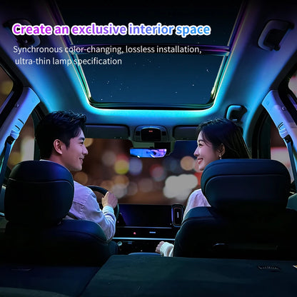 2026 Universal Car Sunroof LED Strip Light - APP & Remote Control USB Panoramic Roof Ambient Lighting