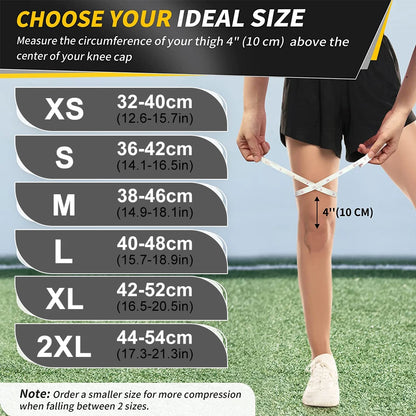 Full Leg Compression Sleeve Sport Knee Sleeve with Anti-Slip Silicone Strips for Running, Basketball & Football Support Gear