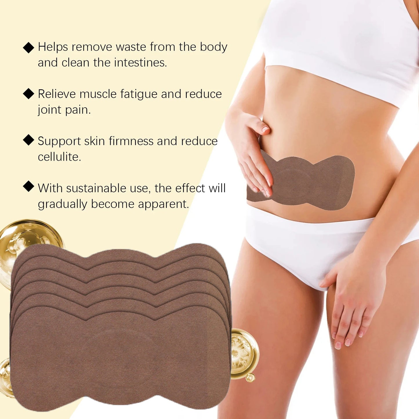 Body Shaping Fat Burning Patches — Lymphatic Slimming Stickers for Stomach & Belly, Female & Male