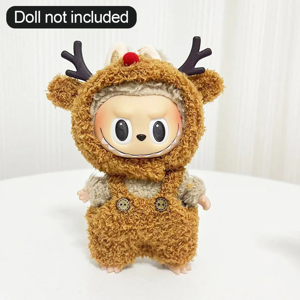 17cm Labubu Doll Clothes — DIY Accessories Heartbeat Long-Eared Furry Rabbit Costume | Cartoon Dress-Up Outfit