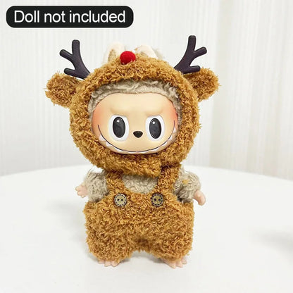 17cm Labubu Doll Clothes — DIY Accessories Heartbeat Long-Eared Furry Rabbit Costume | Cartoon Dress-Up Outfit