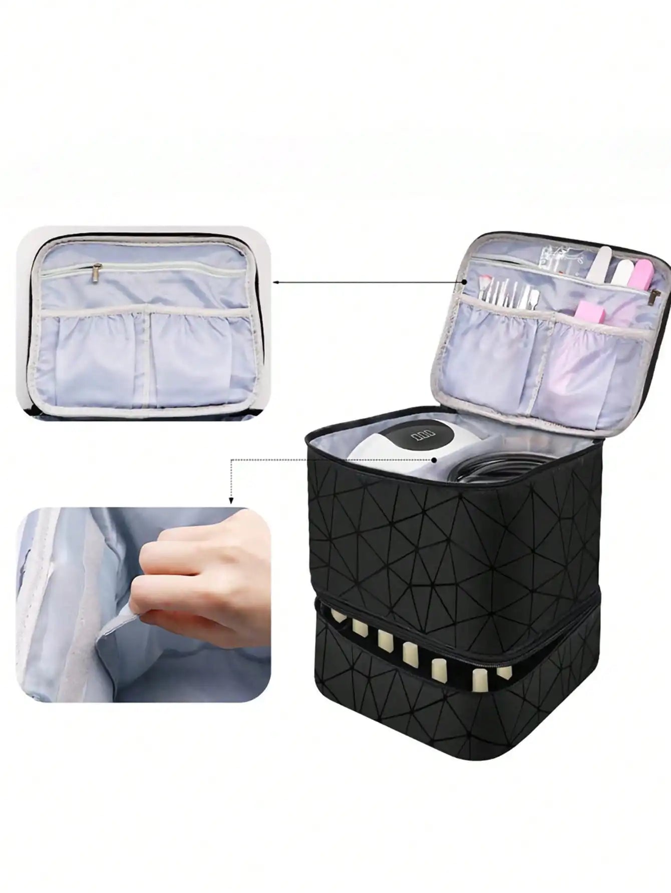 Women's Portable Double-Layer Nail Polish & Essential Oil Storage Bag – Multi-Function Organizer for Travel