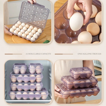 Stackable Egg Storage Box - 6/15/24 Grid Anti-Collision Egg Holder with Durable Multi-Layer Refrigerator Organizer