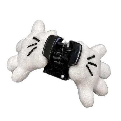 White Fluffy Palm Hair Clip - 3D Cute Oversized Hairpin, Soft Hair Accessory & Gift