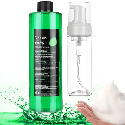 Ultra Concentrated Tattoo Green Soap Kit – 30/250/500ML Cleaning Solution with 150ml Foaming Bottle for Tattoo Care & Skin Cleaning