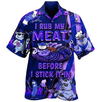 Men's 3D Fruit Hawaiian Shirt - Cartoon Cuban Collar Short Sleeve Beach Top