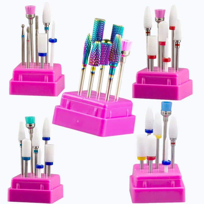 7pcs Nail Art Tungsten Steel Milling Cutter Set - Ceramic Nail Drill Bits for Electric Nail Machine & Pedicure Tool Accessories