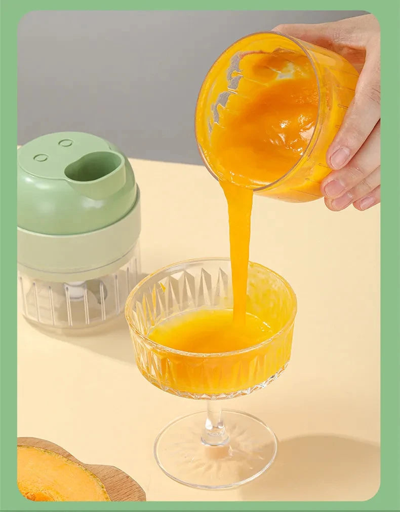 4-in-1 Electric Vegetable Cutter – Handheld Wireless Food Chopper, Garlic Masher & Meat Grinder