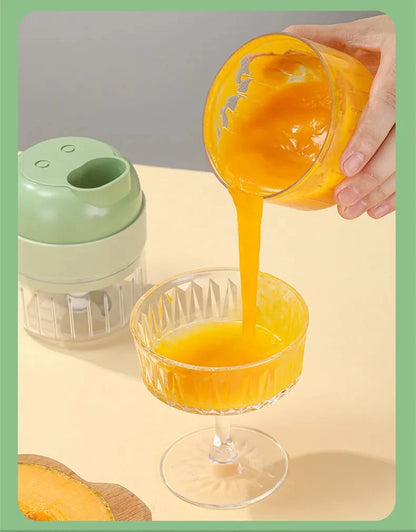 4-in-1 Electric Vegetable Cutter – Handheld Wireless Food Chopper, Garlic Masher & Meat Grinder