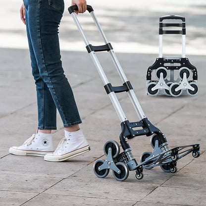 GIANXI Folding Shopping Cart with Wheels – Portable Aluminum Alloy Trolley for Outdoor & Stair Climbing
