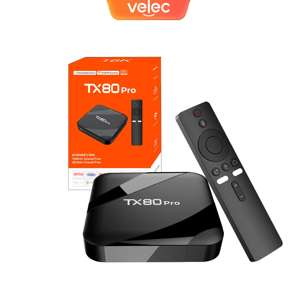 TX80 PRO Android TV Box 16GB+256GB Quad-Core ARM Cortex-A53 4K UHD Streaming Media Player with Dual-Band WiFi & Mali-450 GPU