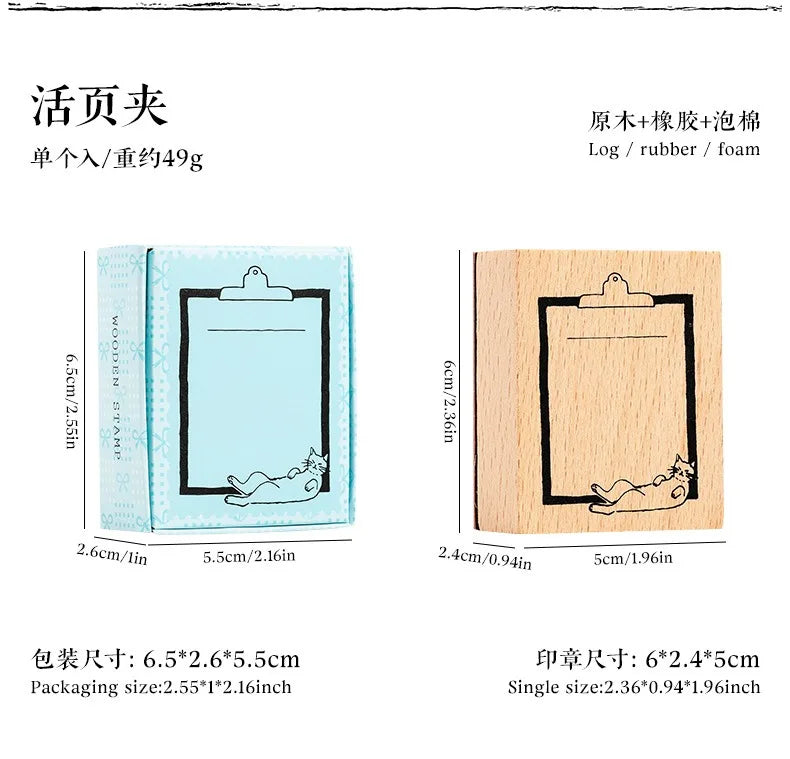 Cute Cat Wood Stamp Calendar – Daily & Monthly Planner Stamps for Journaling, Scrapbooking & DIY Crafts