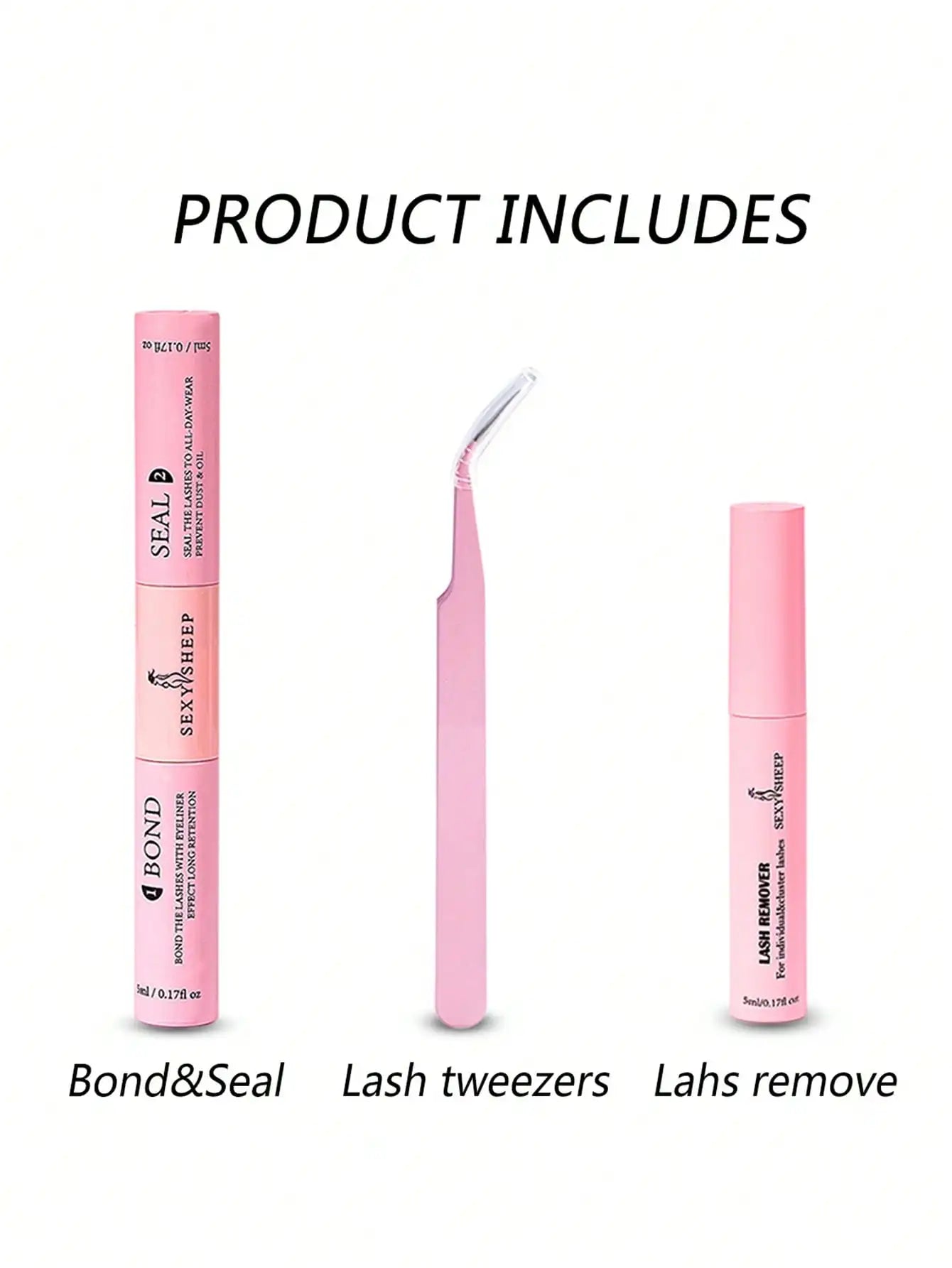 Lash Bond and Seal 10ml - Super Strong Hold Individual Lashes Glue & Seal with 5ml Remover & Tweezers Kit for Extensions