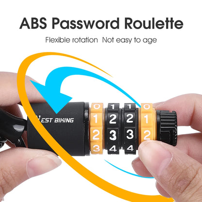 Ultimate Security: Bicycle Safety Lock with 4-Digit Combination - Anti-Theft Elasticity for Bike Helmets & Road Cycling Protection