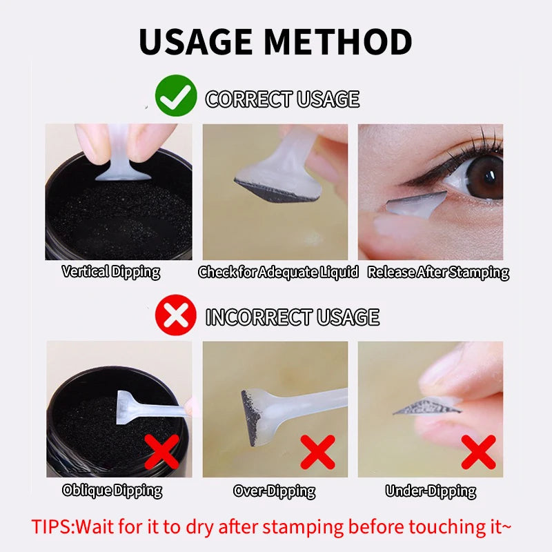 Waterproof Lower Eyelash Stamp Set - Easy-to-Use Quick Dry 2-in-1 Eye Liner with 0.01mm Tip & Ink for Lower Lashes