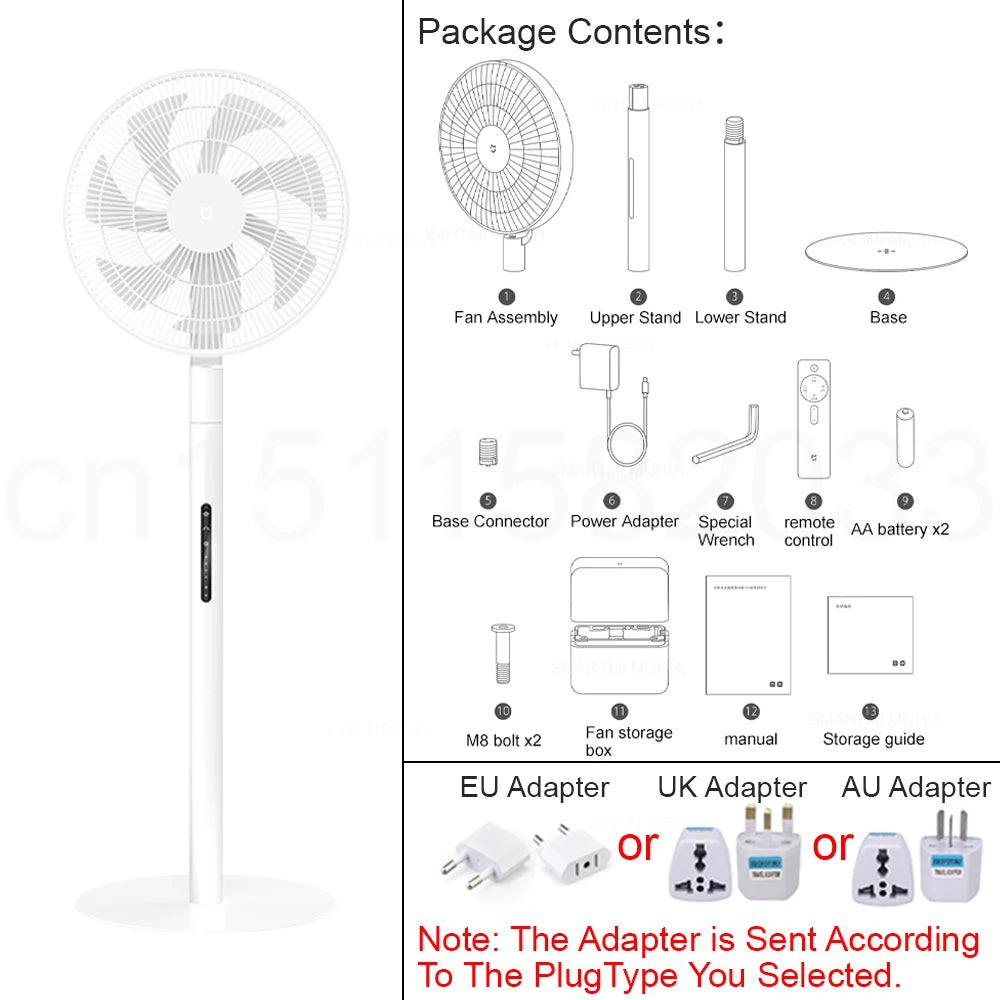 MIJIA DC Inverter Floor Fan Pro - Smart Ultra-Thin Retractable Standing Fan with 100 Airflow Settings
