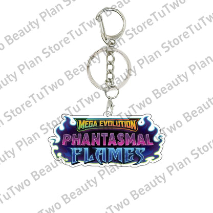 Anime PTCG Mega Evolution Acrylic Keychain – Pocket Monster Logo Cartoon Bag Pendant Keyring Collectible Gift Toy Series