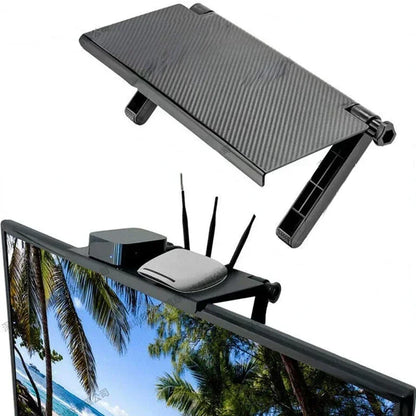 Adjustable Multi-Functional TV Screen Top Shelf - Desktop Display Stand and Organizer for Home Office, Computer Monitor Rack