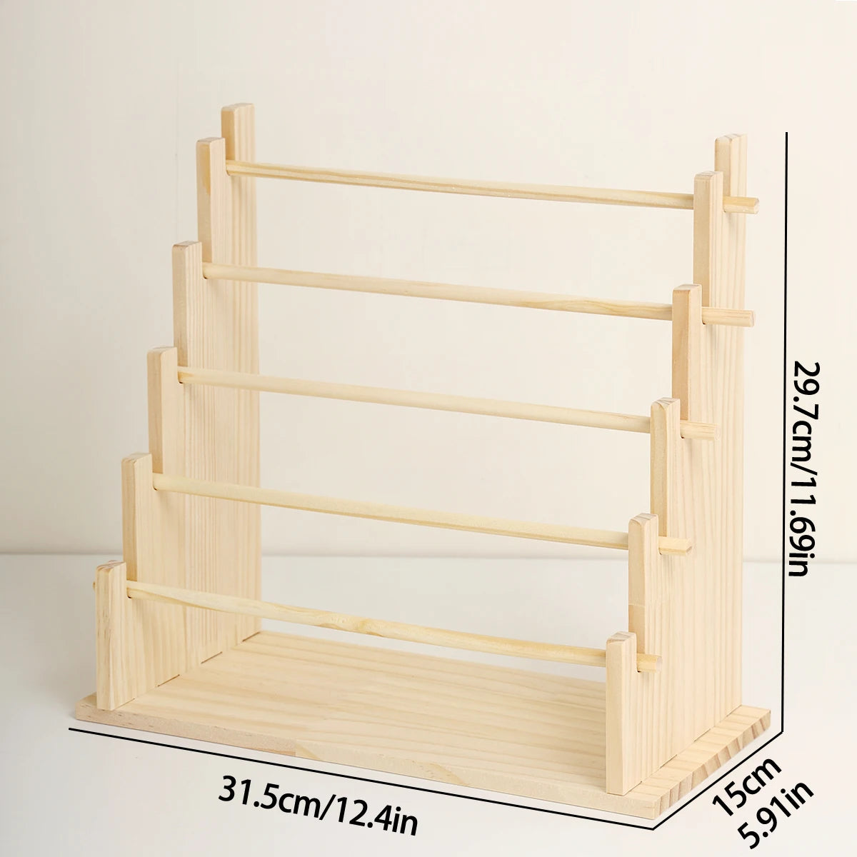 Solid Wood Hair Accessory Organizer - 2 to 5 Layer Desktop Jewelry & Hair Tie Stand