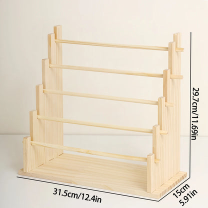 Solid Wood Hair Accessory Organizer - 2 to 5 Layer Desktop Jewelry & Hair Tie Stand