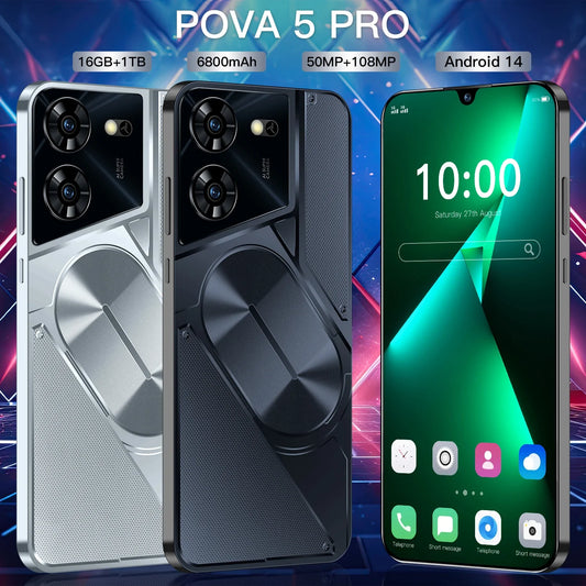 Original Pova 5 Pro Smartphone – Global Version, Dimensity 9300, 16GB RAM, 1TB Storage, 6800mAh Battery, 4G/5G, Android, NFC
