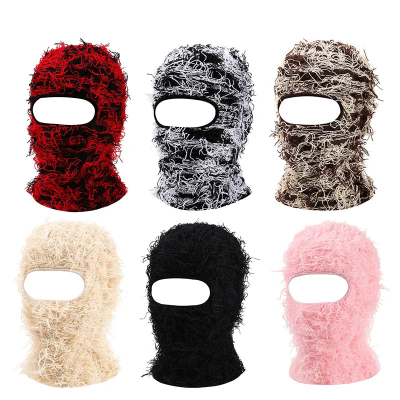 Full Face Cover Ski Mask Balaclava | Distressed Knitted Beanie for Men and Women | Camouflage Winter Hat | Warm Windproof Bicycle Neck Cover