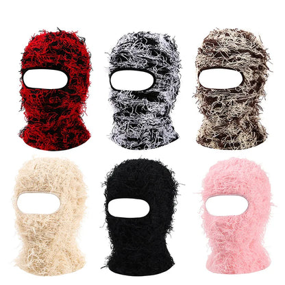 Full Face Cover Ski Mask Balaclava | Distressed Knitted Beanie for Men and Women | Camouflage Winter Hat | Warm Windproof Bicycle Neck Cover