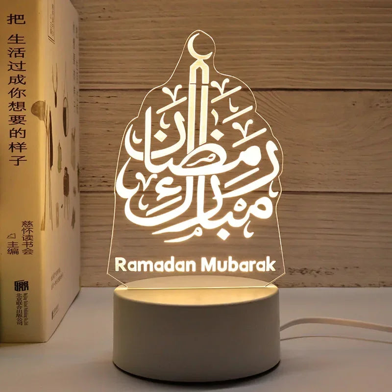 EID Mubarak Moon Castle 3D Night Light - Ramadan Festival Decor and Eid Al Adha Gift for Home Decoration