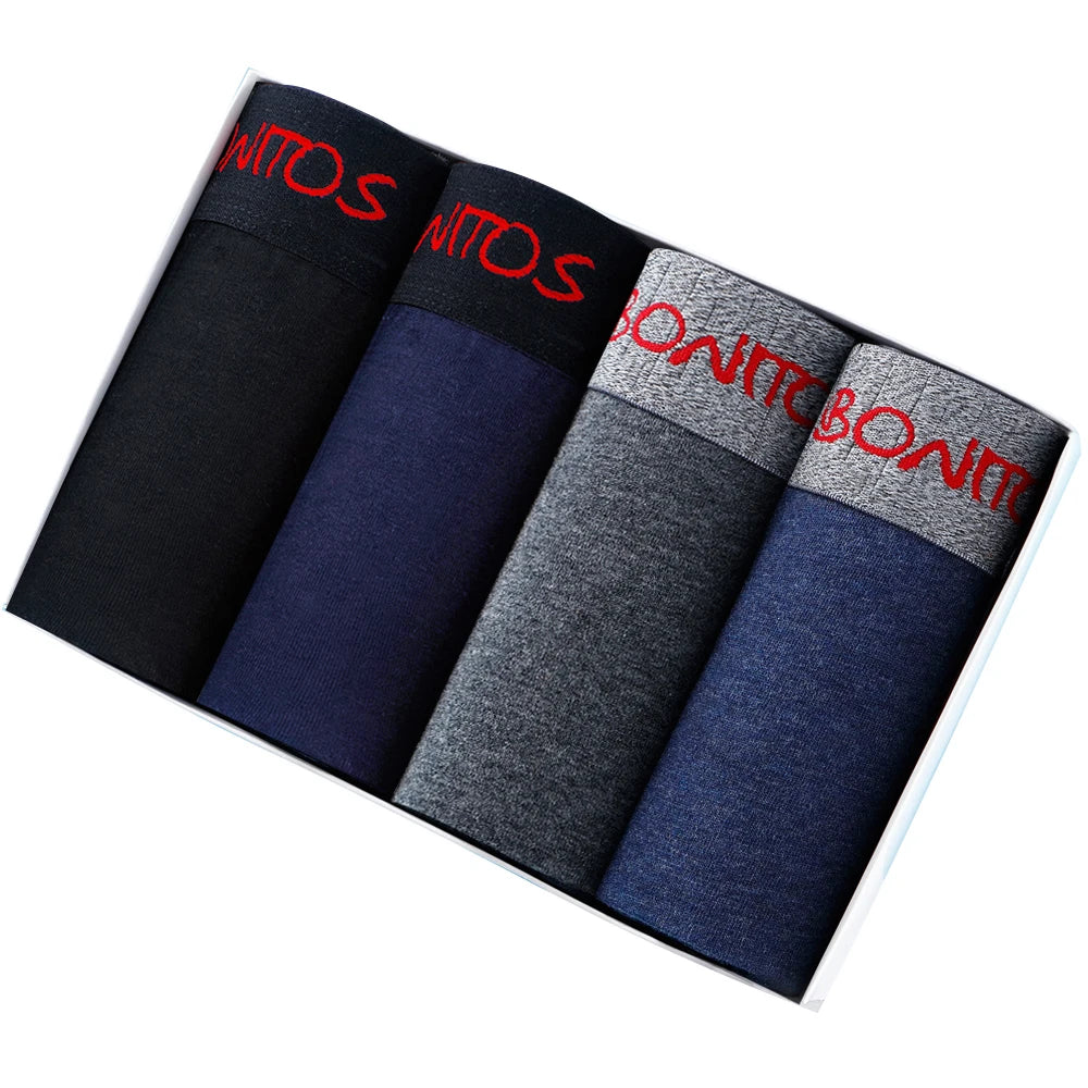 4pcs Men Cotton Boxer Shorts - Soft Comfortable Male Underwear Briefs Couple Boxers Set