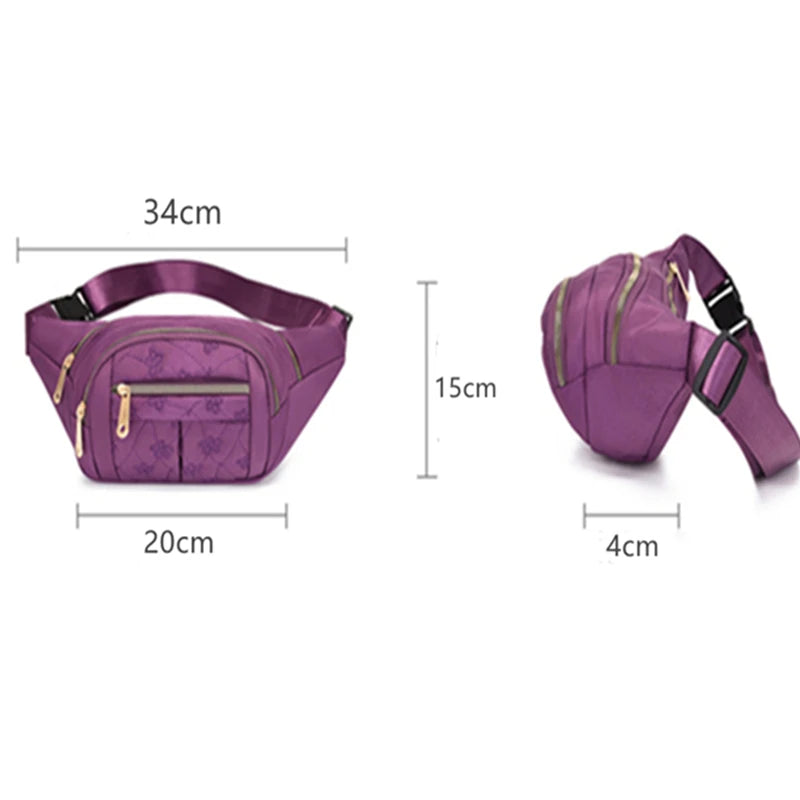 Women's Waterproof Waist Bag - Designer Oxford Cloth Crossbody Chest Bag, Fashionable Fanny Pack and Banana Hip Purse