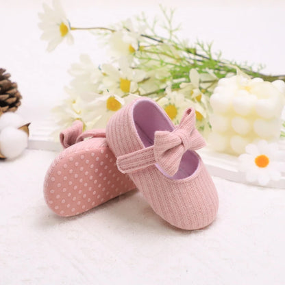 Adorable Bowknot Mary Jane Baby Girl Shoes — Lightweight Non-Slip Soft Sole for Indoor & Outdoor Walking